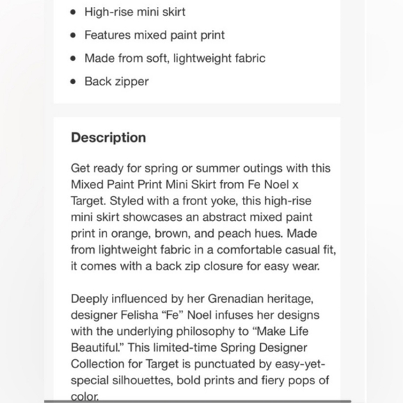 Fe Noel X Target Collaboration Linen Mini pleated Skirt NEW! - Picture 6 of 6